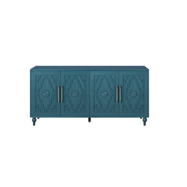 62.99 in. W x 15.75 in. D x 32 in. H Bathroom Navy Blue Linen Cabinet
