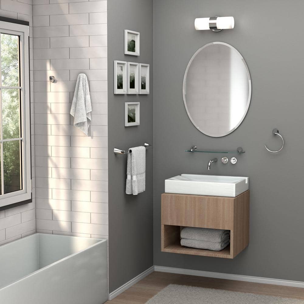 Frameless Oval 26.5" Clear Glass Bathroom Mirror