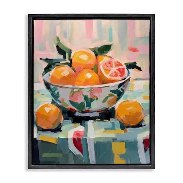 Stupell Industries Kitchen Bowl of Oranges by LSR Design Studio Black Floater Frame Food Graphic Art Print 31 in. x 25 in.