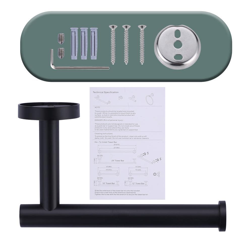 Matte Black Stainless Steel Wall-Mount Toilet Paper Holder