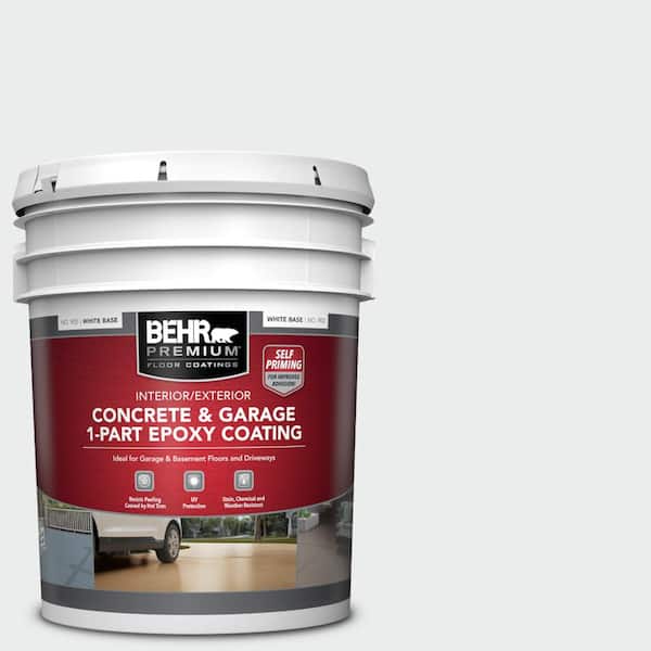 BEHR PREMIUM 5 gal. #BWC-12 Vibrant White Self-Priming 1-Part Epoxy Satin Interior/Exterior Concrete and Garage Floor Paint