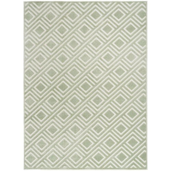 Casual Green 4 ft. x 6 ft. Checker Contemporary Area Rug