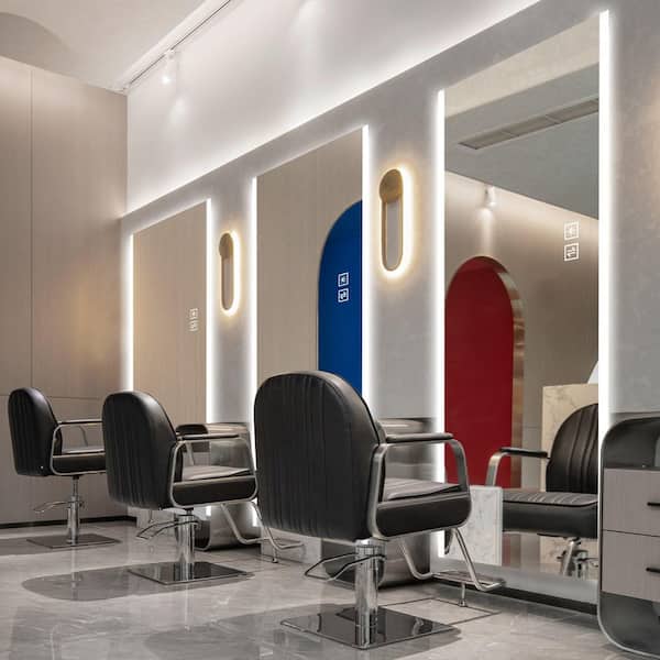 Avex Silver 21 in. W x 65 in. H Rectangular Glass Framed Full Length Mirror with Lights