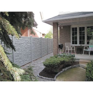 EcoStone 6 ft. H x 6 ft. W Gray Composite Fence Panel