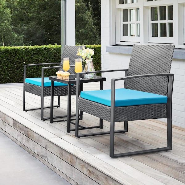 blue patio bistro set