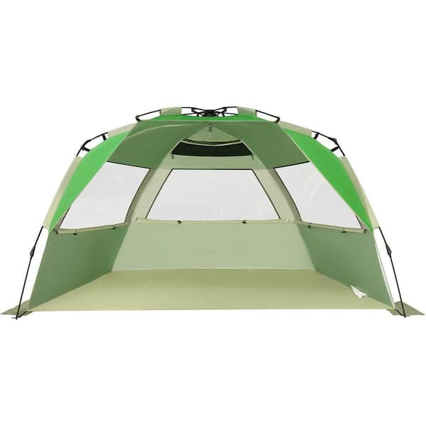 Phewnyzo 8 ft. x 4 ft. Silver Beach Tent with UPF 50 plus Sun Protection and Extended Floor