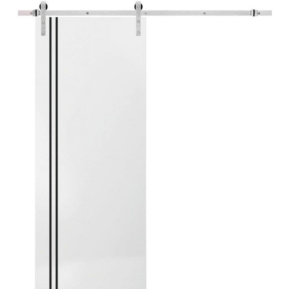 Assembly Required 30 in. x 80 in. 1-Panel White Solid Wood with Honeycomb Sliding Barn Door with Hardware Kit price history on PriceWatchPro