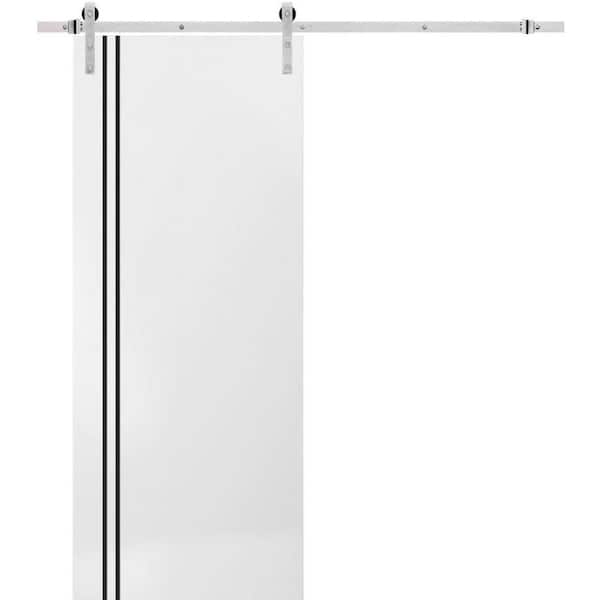 Sartodoors 36 in. x 96 in. 1-Panel White Solid Wood with Honeycomb Sliding Barn Door with Hardware Kit
