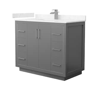 Icon 42 in. W x 22 in. D x 35 in. H Single Bath Vanity in Dark Gray with Carrara Cultured Marble Top