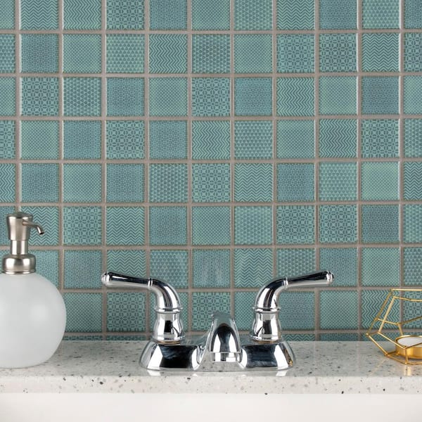 Celadon Emerald 11-5/8 in. x 11-5/8 in. Porcelain Mosaic Tile (9.6 sq. ft./Case)