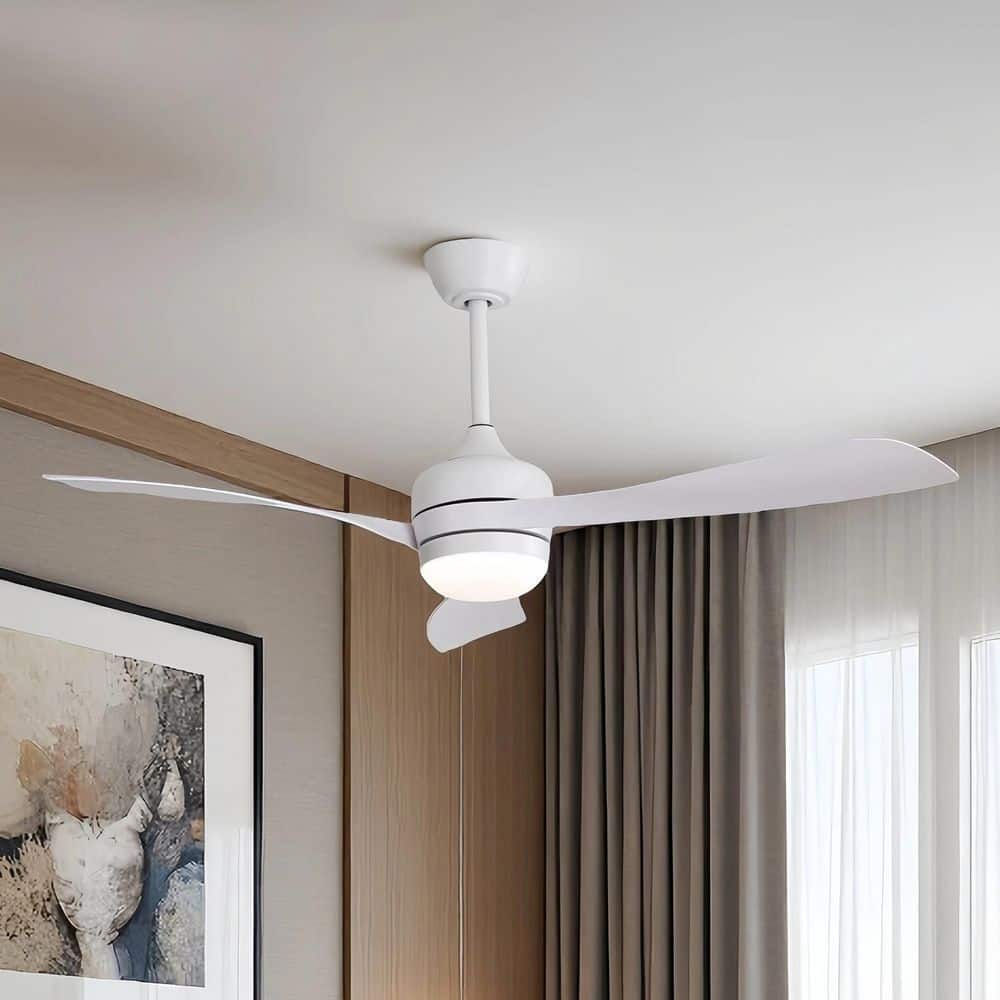 52 in. Integrated LED Indoor Downrod Mount White Standard Ceiling Fan with Dimmable Light and Remote DC Motor price history on PriceWatchPro