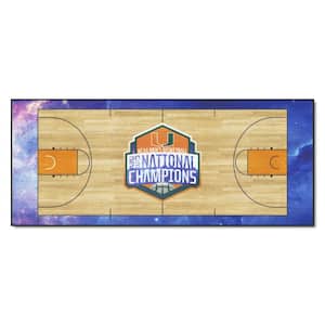 University of Miami NCAA Men's Basketball National Championship Logo Blue Court Runner Rug - 30 in. x 72 in.