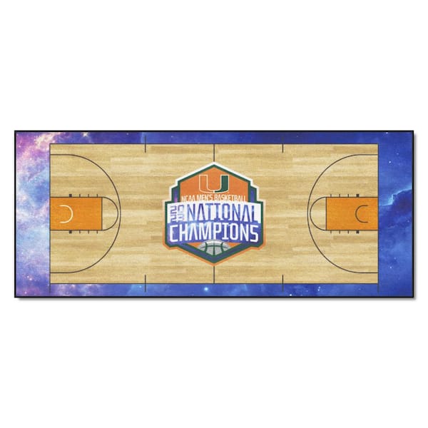 FANMATS University of Miami NCAA Men's Basketball National Championship Logo Blue Court Runner Rug - 30 in. x 72 in.