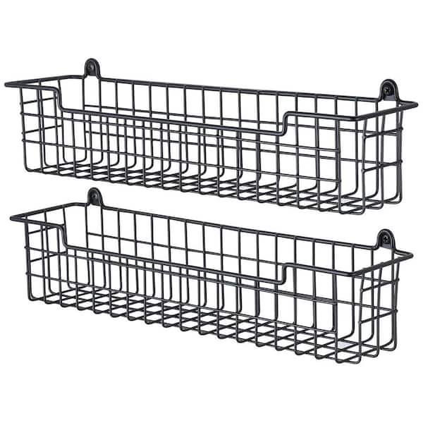 Wall Mount Spice Rack Organizer 2 Shelves Black Space-Saving Storage Shelf for Kitchen Cabinet Door