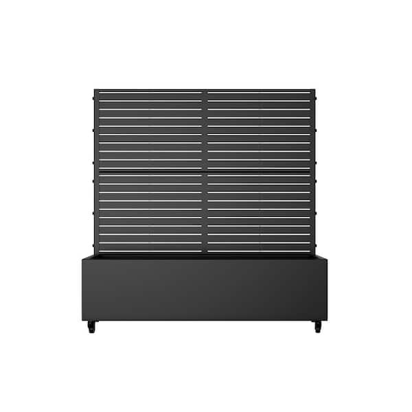 Lirago 47 in. H x 47 in. W Rectanglar Black Outdoor Metal Privacy Screen Planter Box Wall Decor in Louvered Pattern