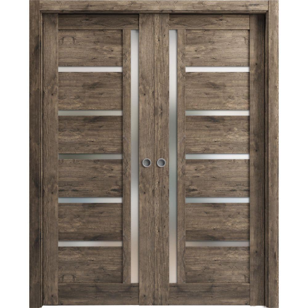Assemble Required 56 in. x 80 in. 2-Panel Cognac Oak Finished MDF Sliding Door with Hardware price history on PriceWatchPro