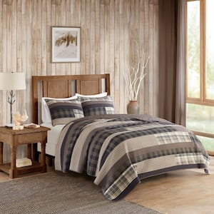 Winter Plains 3-Piece Taupe King/Cal King Quilt Mini Set