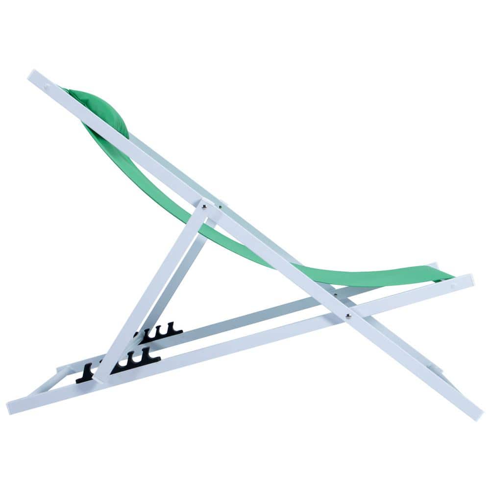Sunset Green Outdoor Sling Lounge Chair with Headrest