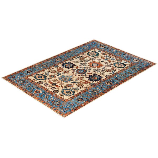 Serapi Ivory 4 ft. x 6 ft. Tribal Wool Indoor Area Rug