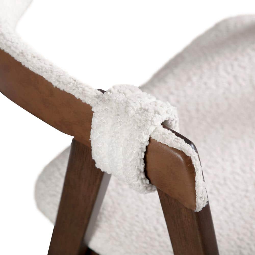 Walnut and Boucle Upholstered Mid-Century Modern Side Chair