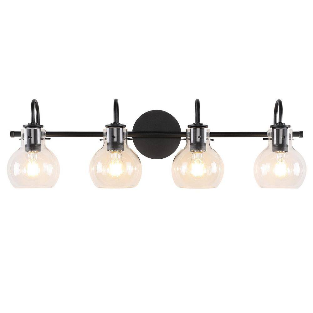 28.5 in. 4-Light Black Bathroom Vanity Light with Clear Glass Shades price history on PriceWatchPro