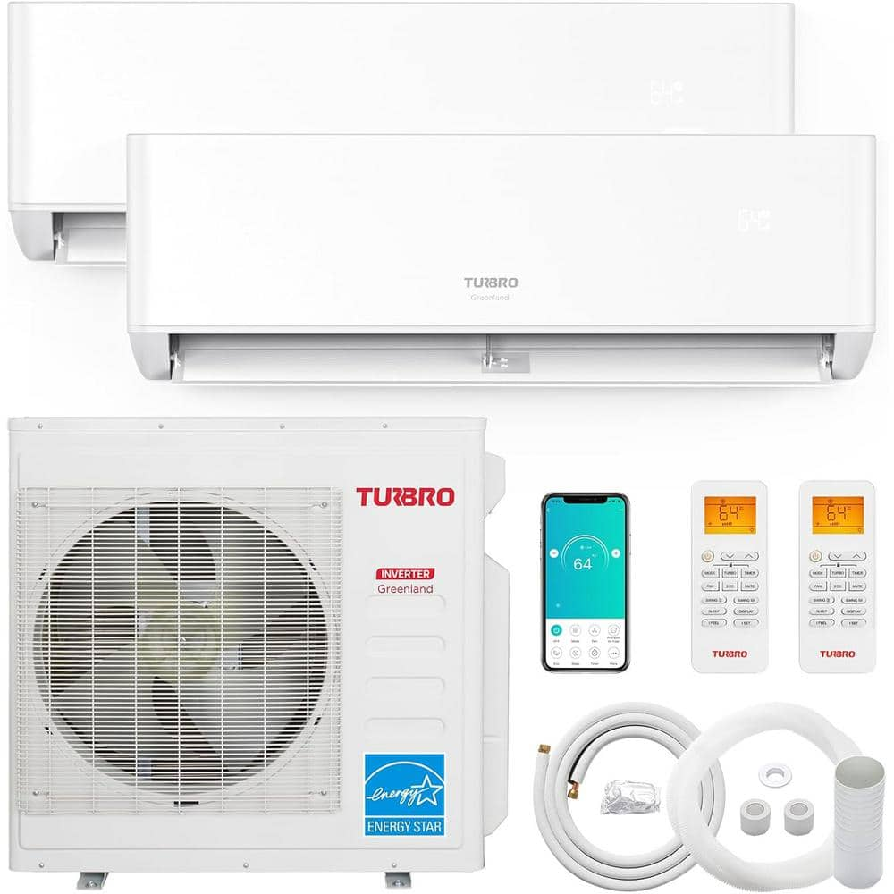 TURBRO 36000BTU ODU 2 Dual Zone Mini Split Air Conditioner Ductless Heat Pump Wifi Enabled 21