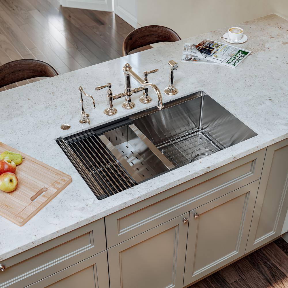 Elegant Italian Polished Nickel Dual-Handle Kitchen Faucet with Sidespray