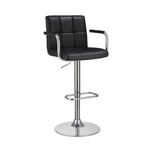 38 in. Black and Chrome Low Back Metal Frame Bar Stool with Faux Leather Seat