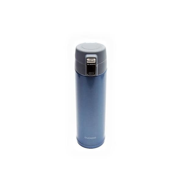 CUCKOO CVB-F50SB 16.9 oz. Button Release Top Tumbler, Stainless Steel Travel Mug, Double Wall Vacuum Insulation (Blue)