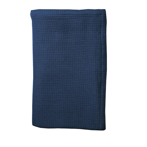 The Company Store Cotton Weave True Navy Solid Queen Woven Blanket
