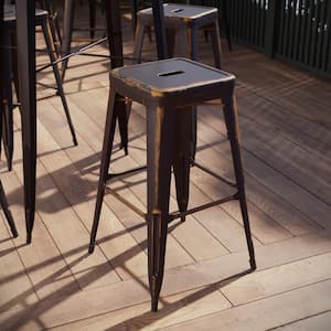 30 in. Distressed Copper Metal Bar Stool