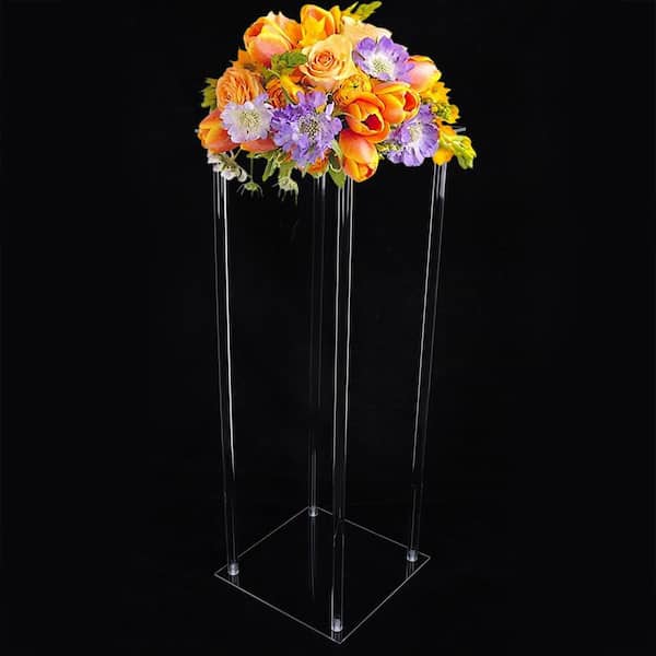 2 x 29cm Gloss White Plastic Flower Vases Tall Plant Flower Pots Home Decor 