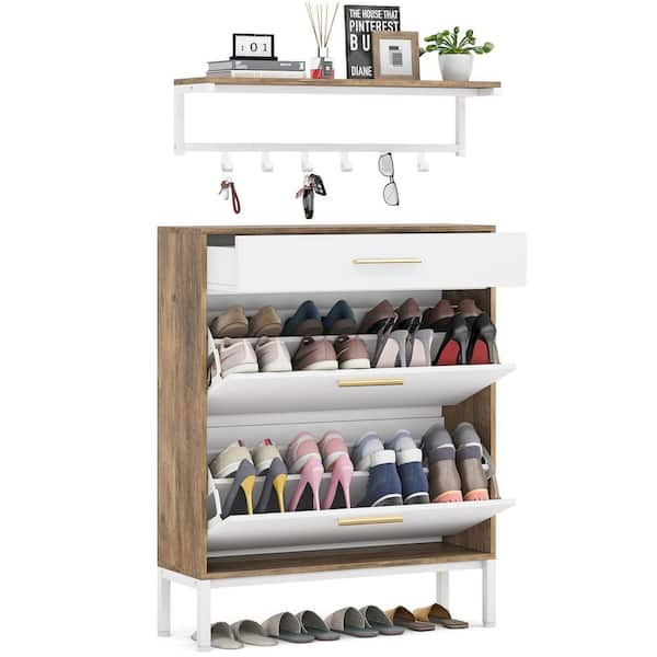 Tribesigns Shoe Cabinet, 2-Tier Shoe Storage Cabinet with Flip