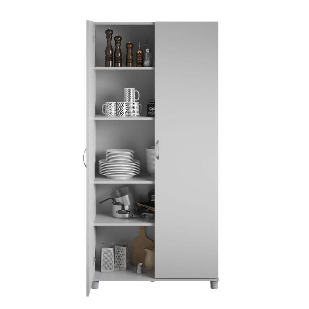 Dove Gray Freestanding Office Storage Cabinet with Lockable Double Doors