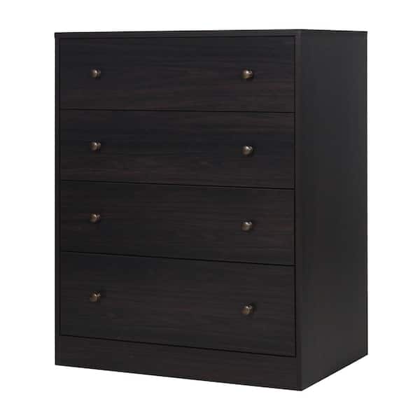 VEIKOUS 4-Drawer Espresso Chest of Drawers Dresser with