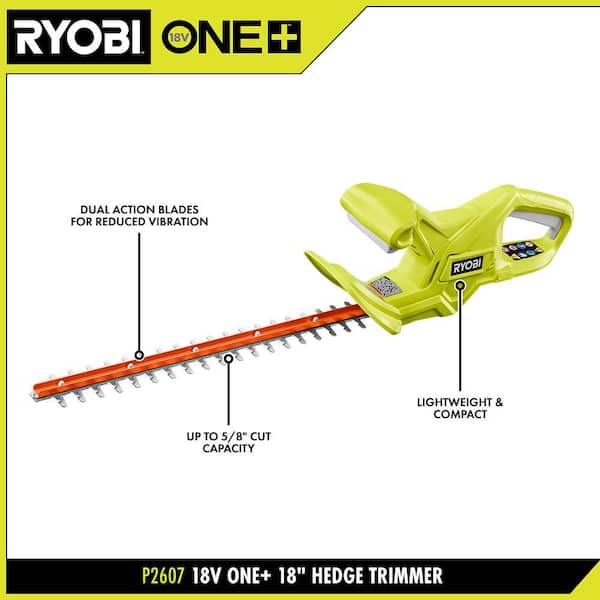 RYOBI ONE+ 18V 18 in. Cordless Battery Hedge Trimmer (Tool Only
