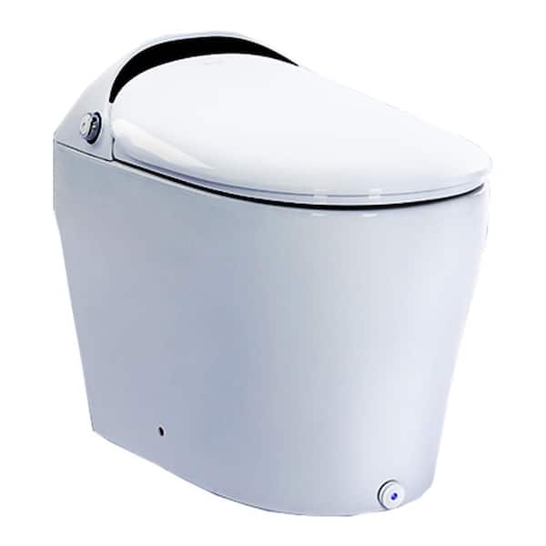 1.0 GPF White Elongated Smart Toilet Bidet with Auto Open/Close, Auto Flush, Heated Seat, Warm Air Dryer and Foot Sensor