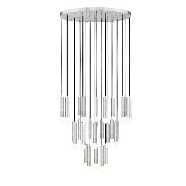 Stari 27 light Brushed Nickel Chandelier for Indoor Use with No Bulbs Included