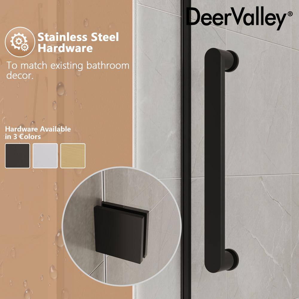 Concord Black Frameless Sliding Shower Door with Tempered Glass