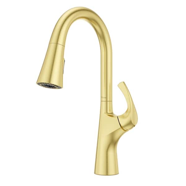 Talega Single Handle Pull Down Sprayer Kitchen Faucet with MagnePfit Docking in Brushed Gold