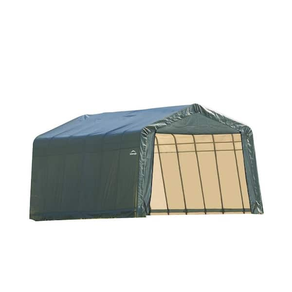 ShelterLogic 13 ft. W x 24 ft. D x 10 ft. H Steel and Polyethylene Garage without Floor in Green with Corrosion-Resistant Frame