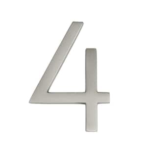 Frank Lloyd Wright Collection 4 in. Wright Satin Nickel Floating House Number 4