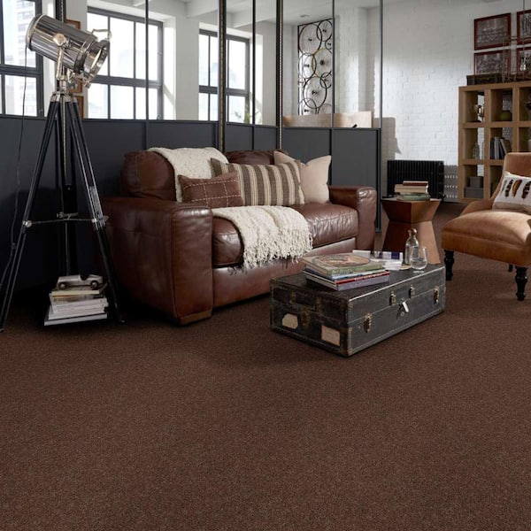 Brave Soul II - Fudge - Brown 44 oz. Polyester Texture Carpet - Installation Required
