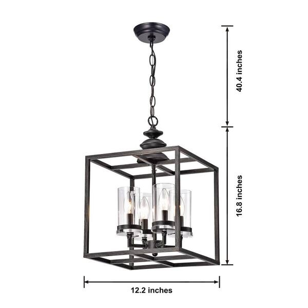 Jojospring Dylan 12.2 in. W 4Light Antique Black Lantern Jojospring Dylan 12.2 in. W 4Light Antique Black Lantern