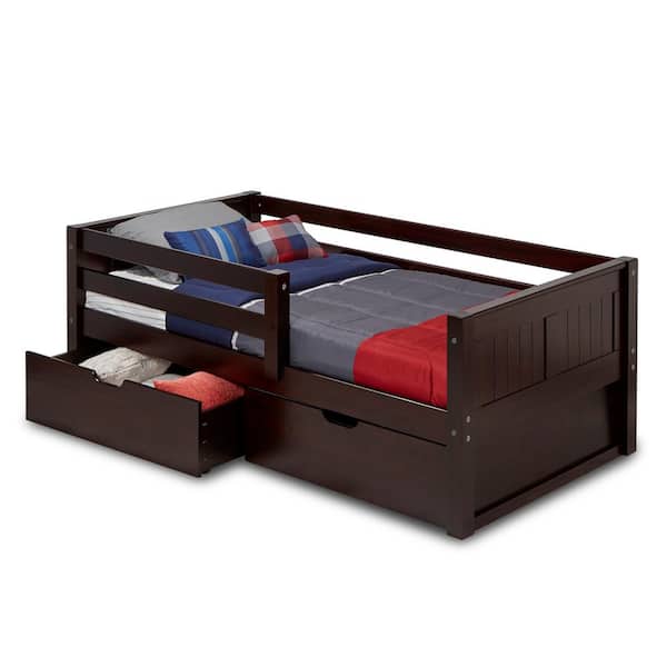 Camaflexi Panel Cappuccino Twin Size Daybed with Front Guardrail and Drawers