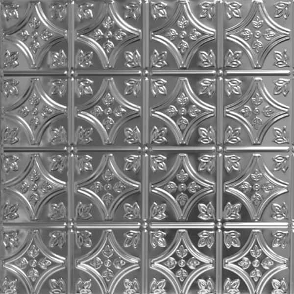 FROM PLAIN TO BEAUTIFUL IN HOURS Tiny Tiptoe Steel (Unfinished) 2 ft. x 2 ft. Tin Plated Steel Nail Up Tin Ceiling Tile (24 sq. ft./case)