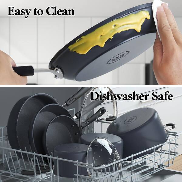 Technique 10-pc Hard Anodized Dishwasher Safe Cookware Set w/ Color Smart 