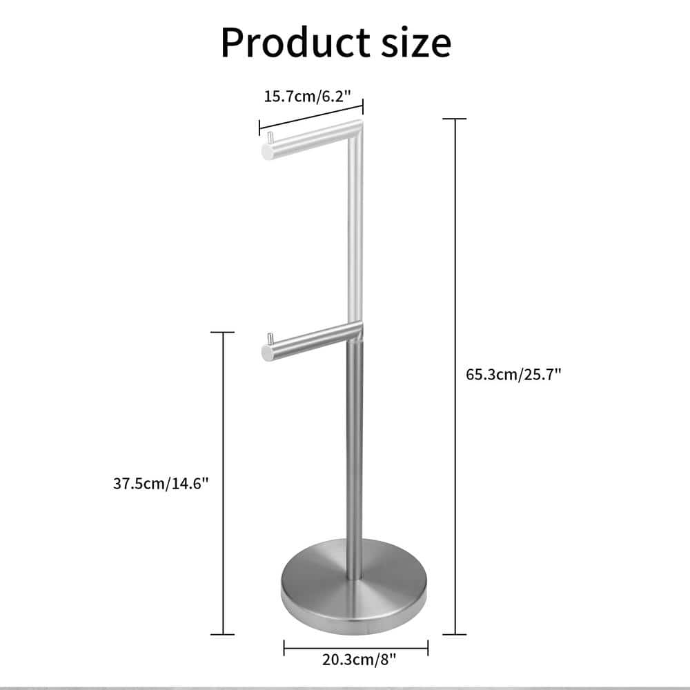 Nickel Freestanding Stainless Steel Toilet Paper Holder with Shelf