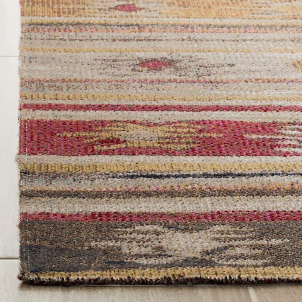 Taupe and Multicolor Synthetic Medallion 6' x 9' Area Rug