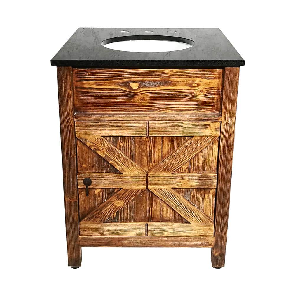 24 in. W x 21 in. D Bath Vanity in Natural Teak with Granite Vanity Top in 